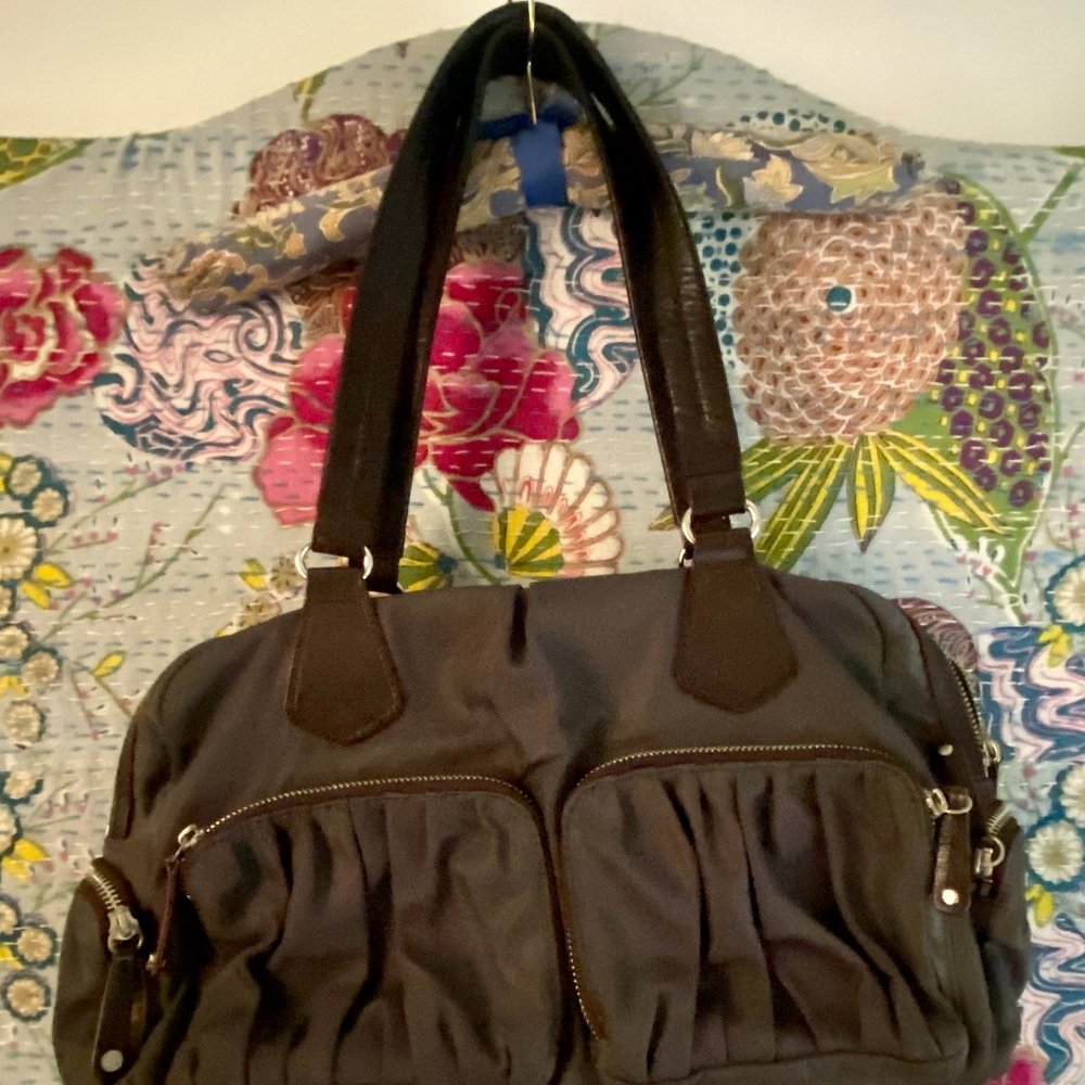 MZ Wallace brown nylon and leather shoulder bag